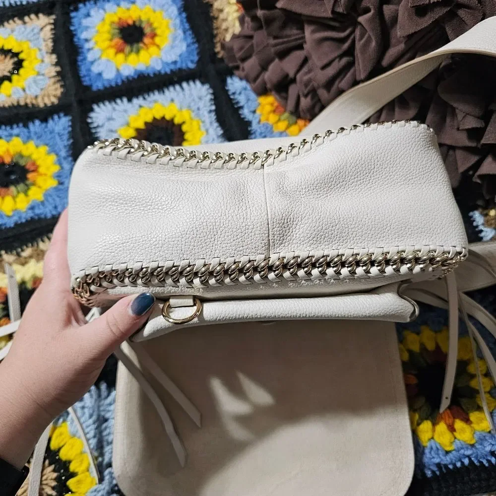 Coach White Leather Dakota Crossbody Bag with Fringe and Chain Trim - Picture 6 of 16